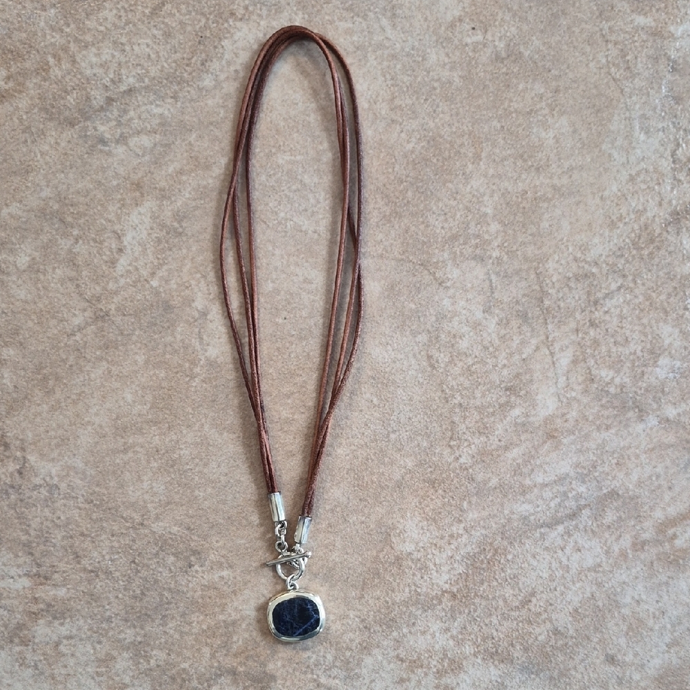 Sterling Silver Toggle Blue Stone NECKLACE - Picture 5 of 15